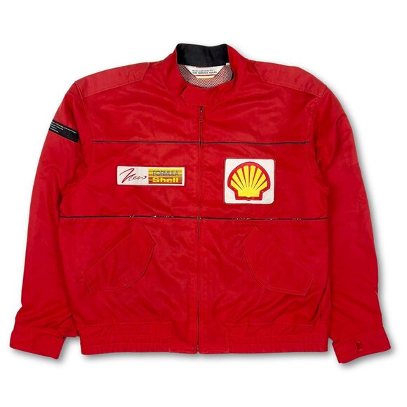 Vintage JDM Japan Showa Era 1990s Formula Shell Sekiyu Service Jacket Red
